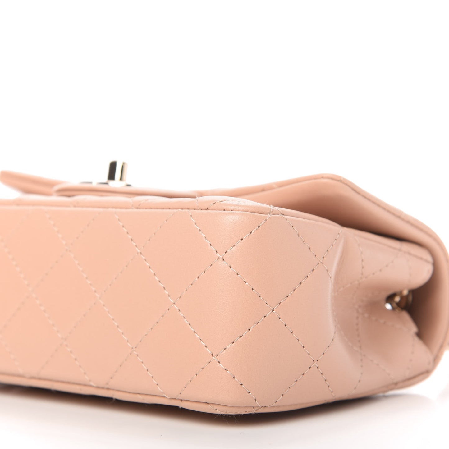 Lambskin Quilted Mini Rectangular Flap Beige