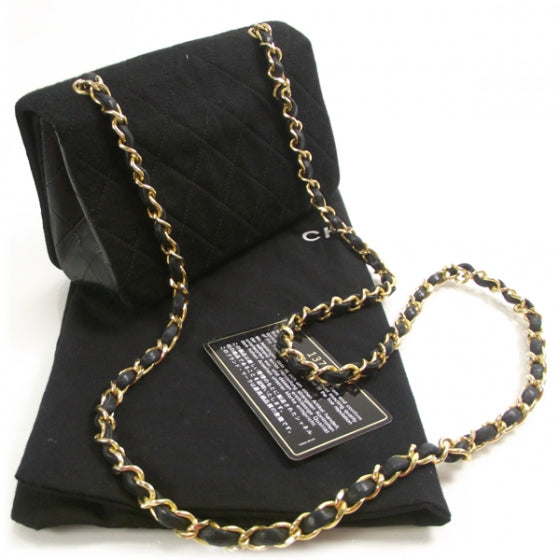 Jersey Quilted Mini Flap Bag Black