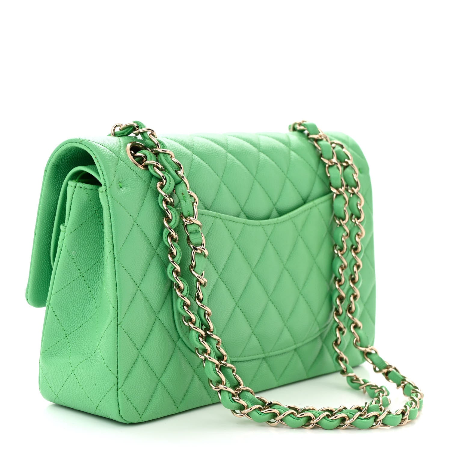 Chanel Caviar Quilted Medium Double Flap Green 3 of 10