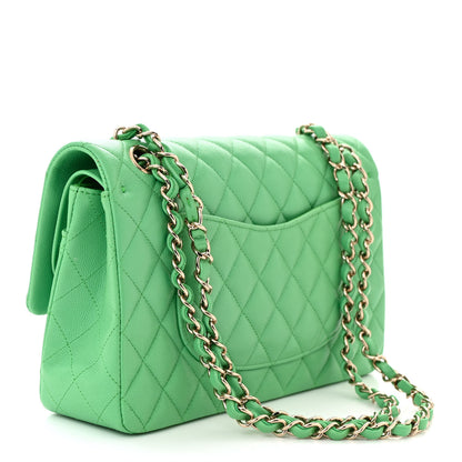 Chanel Caviar Quilted Medium Double Flap Green 3 of 10