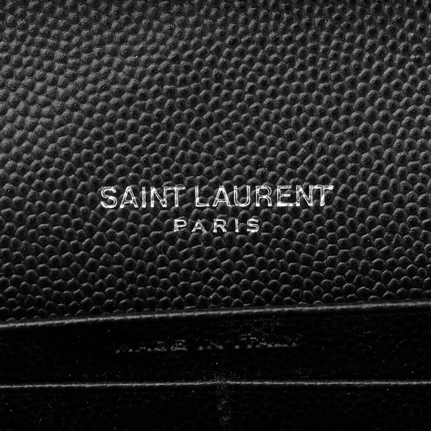 Saint Laurent Grain De Poudre Matelasse Chevron Monogram Chain Wallet Black 6 of 13