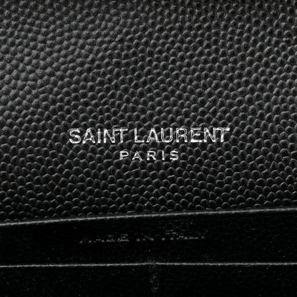 Saint Laurent Grain De Poudre Matelasse Chevron Monogram Chain Wallet Black 6 of 13