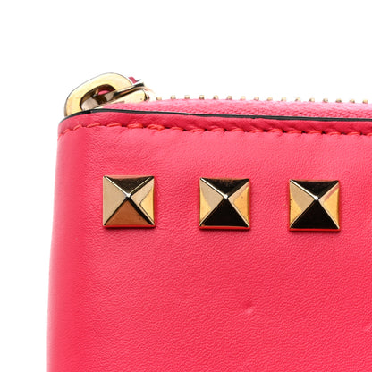 Valentino Garavani Calfskin Rockstud Zip Around Wallet  Fuxia Fluo 9 of 10