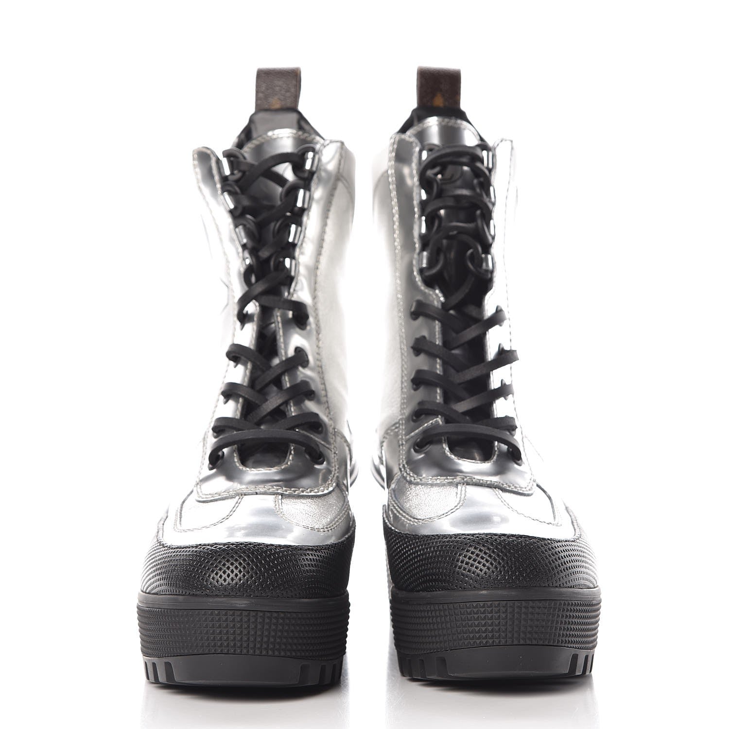 Louis Vuitton Patent Calfskin Spaceship Laureate Platform Desert Boots 36 Silver 2 of 11