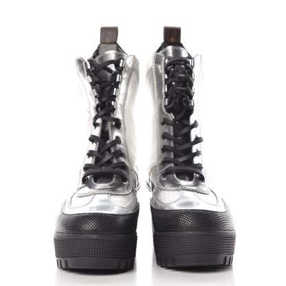 Louis Vuitton Patent Calfskin Spaceship Laureate Platform Desert Boots 36 Silver 2 of 11