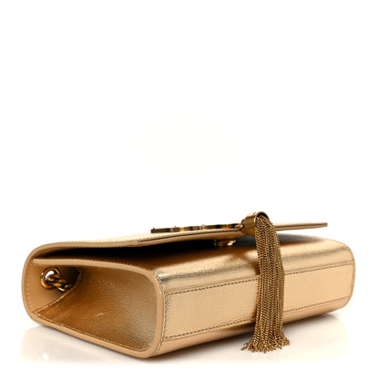 Saint Laurent Metallic Calfskin Small Classic Monogram Kate Tassel Satchel Gold 4 of 11