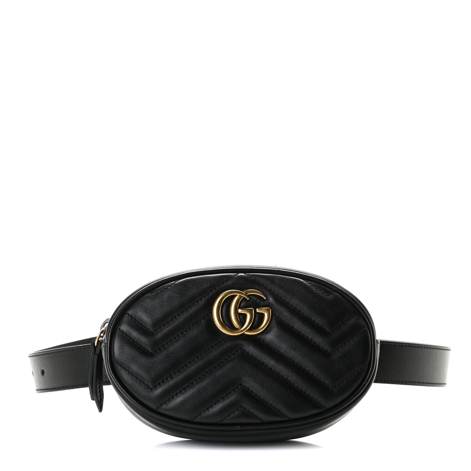 Gucci Calfskin Matelasse GG Marmont Belt Bag 75 30 Black 1 of 8