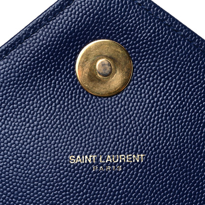 Saint Laurent Grain De Poudre Matelasse Chevron Large Monogram Satchel Blue 6 of 18
