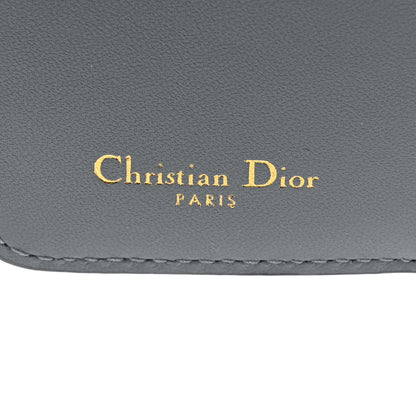 Christian Dior Grained Calfskin Supple Cannage Caro Scarlet Zipped Wallet Cloud Blue 6 of 7