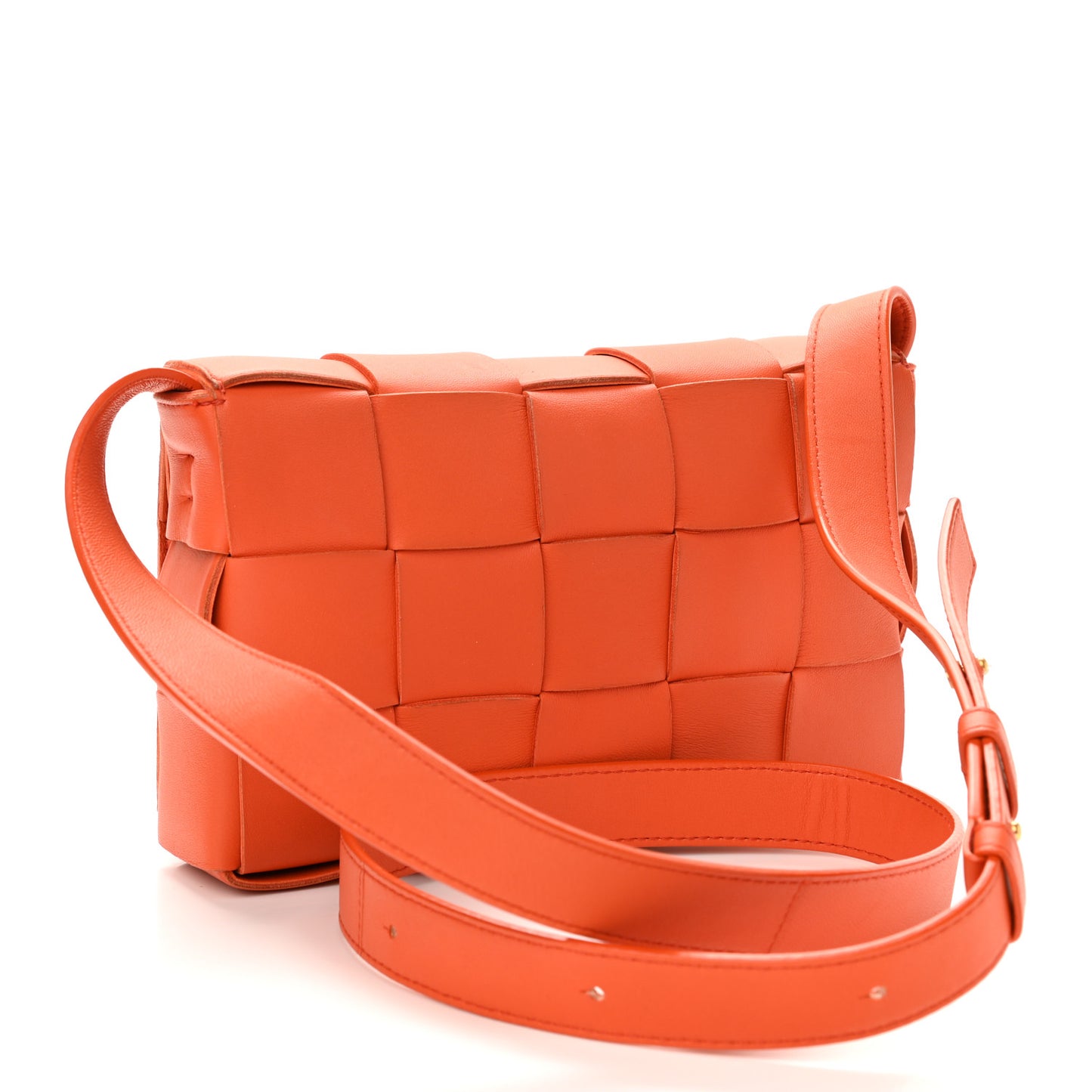 Lambskin Maxi Intrecciato Cassette Crossbody Bag Orange