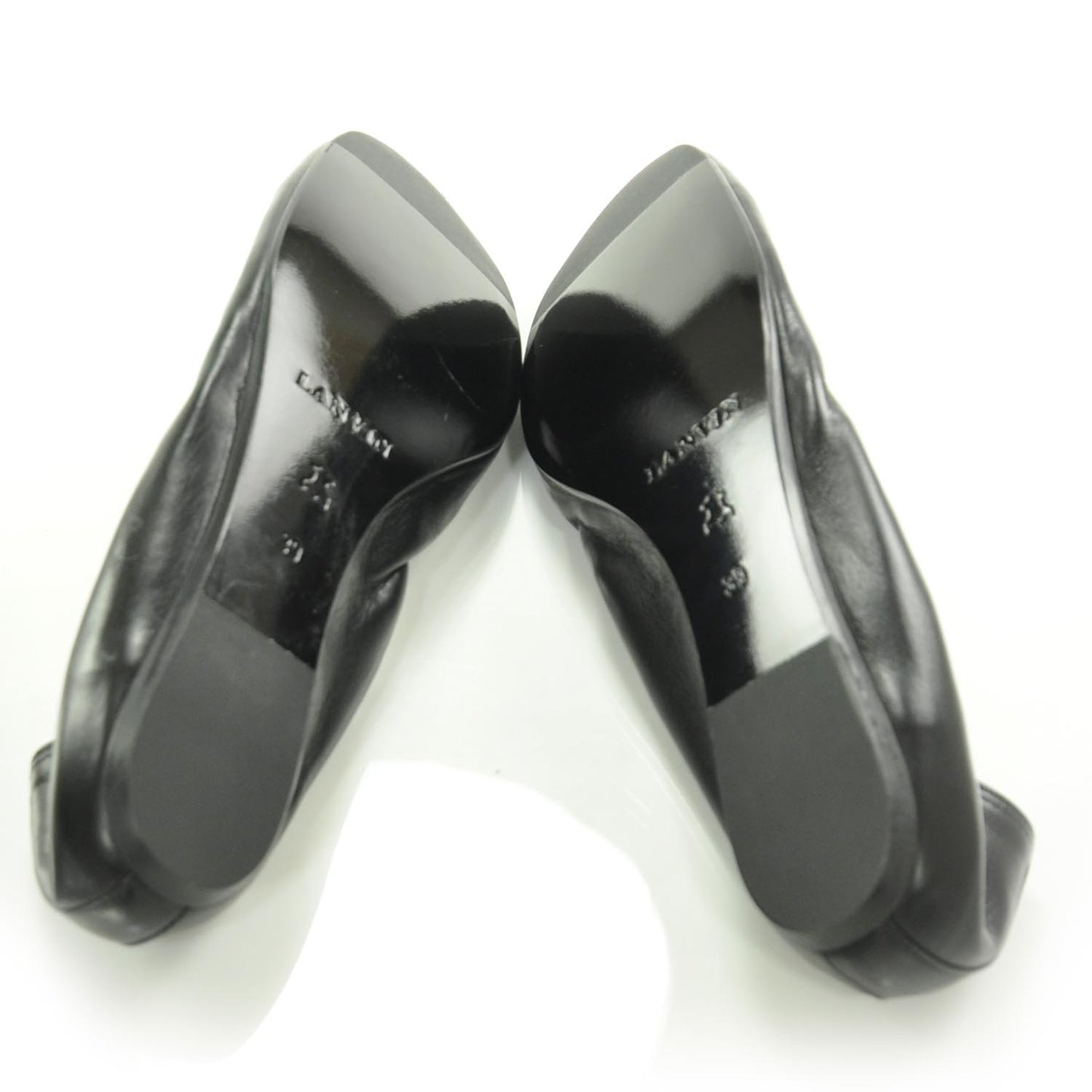 Leather Elastic Ballet Flats 39 Black
