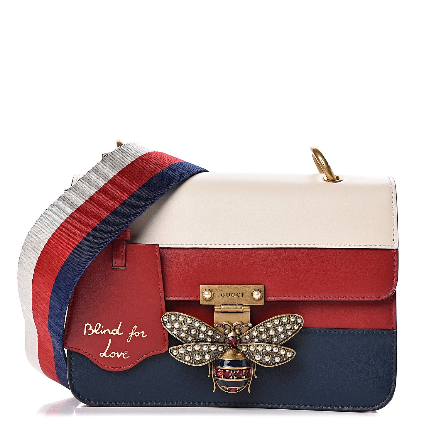 Calfskin Sylvie Web Queen Margaret Shoulder Bag Blue Agata Hibiscus Red Mystic White