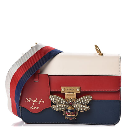 Gucci Calfskin Sylvie Web Queen Margaret Shoulder Bag Blue Agata Hibiscus Red Mystic White 1 of 12