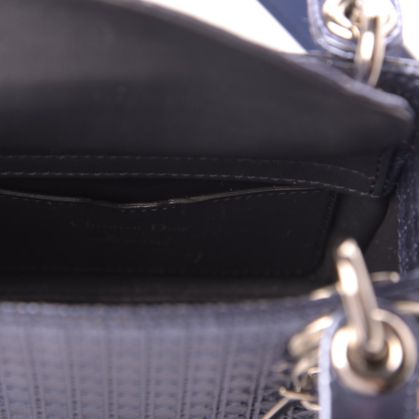 Metallic Patent Micro-Cannage Mini Lady Dior Blue