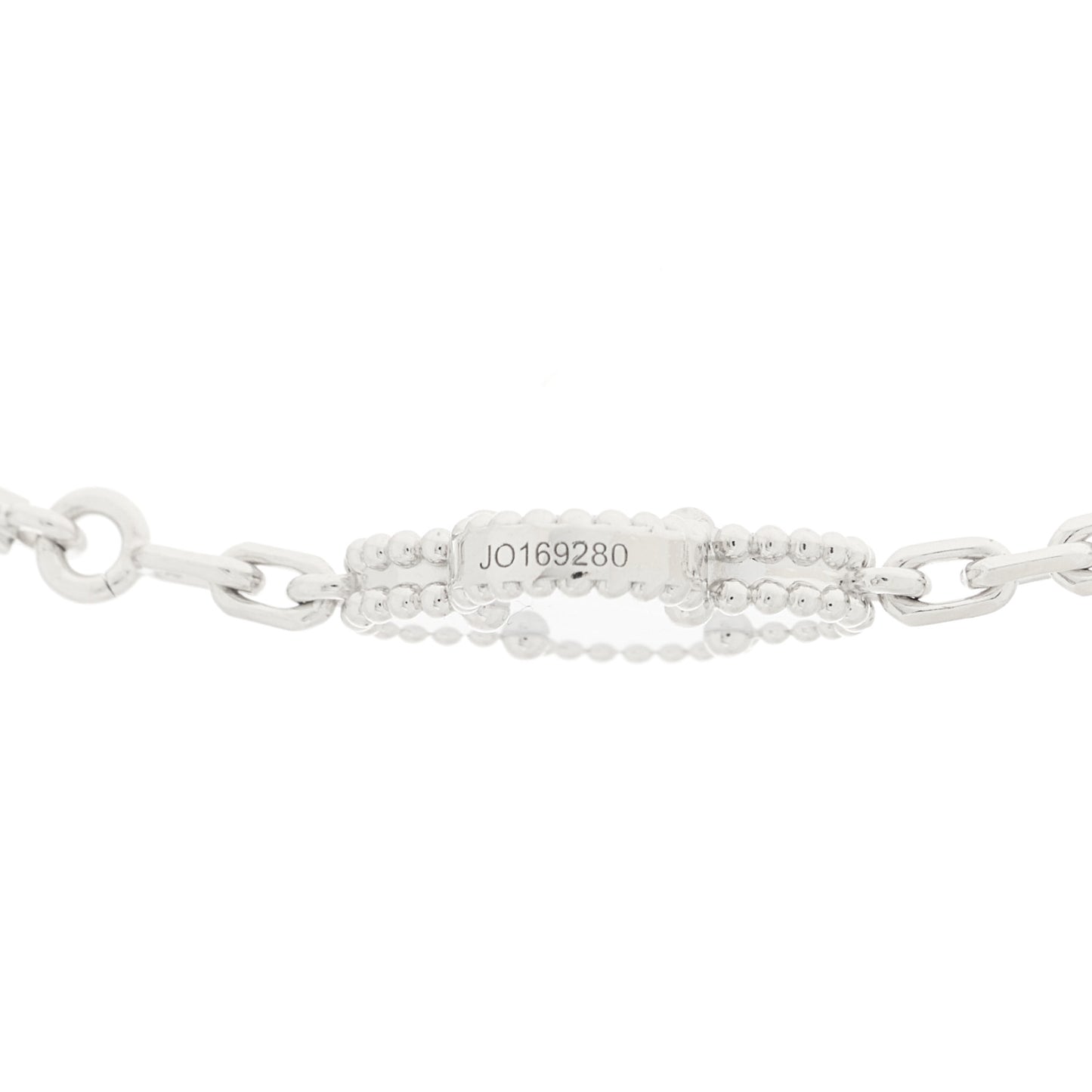 18K White Gold Chalcedony 10 Motifs Vintage Alhambra Necklace