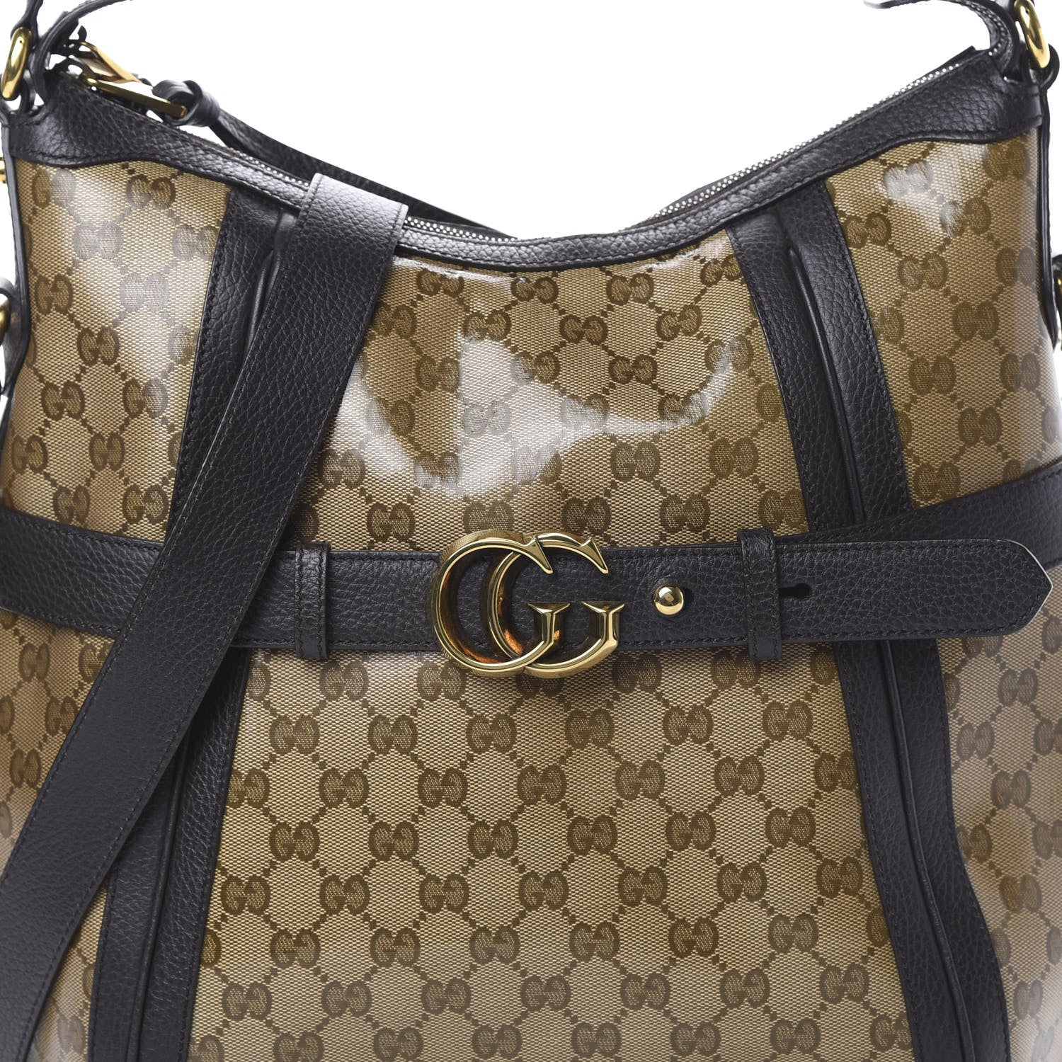 Gucci Crystal Monogram Medium GG Running Hobo Dark Brown 7 of 9