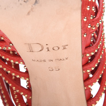 Christian Dior Calfskin Caged Studded Sandals 35 Rouge 9 of 12