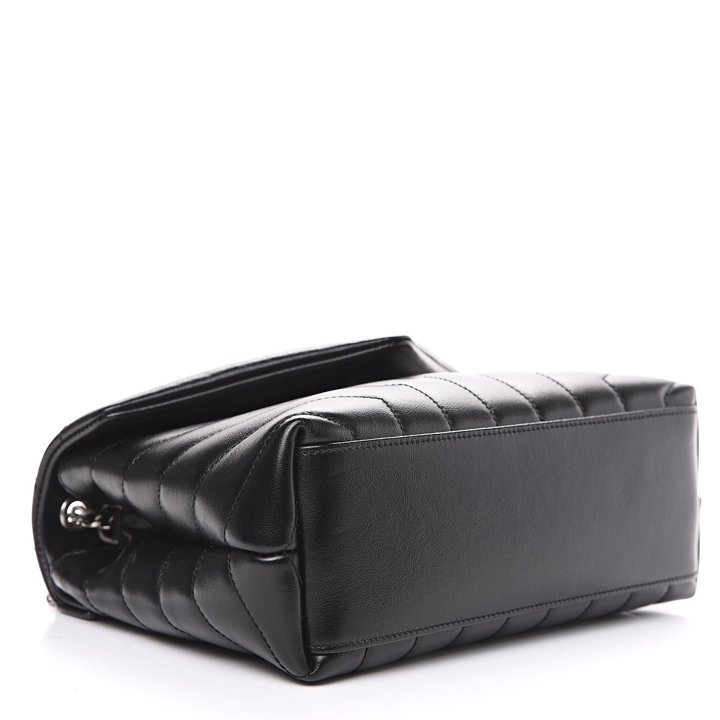 Calfskin Y Quilted Monogram Small Loulou Chain Satchel Black