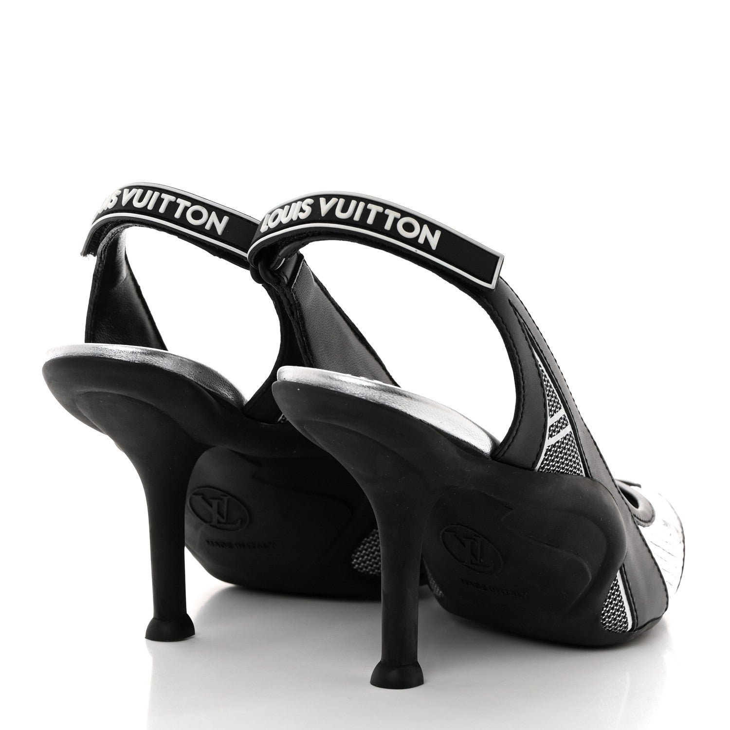 Louis Vuitton Calfskin Sequin Archlight Slingback Pumps 37 Black 4 of 9