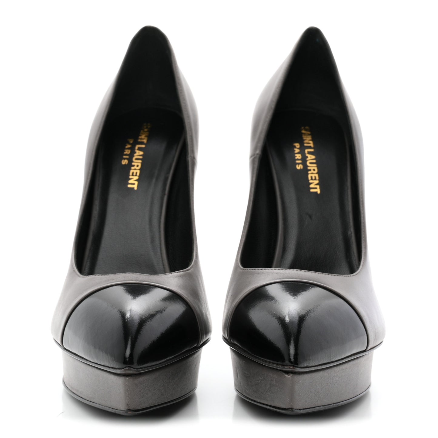 Calfskin Cap Toe Janis 105 Platform Pumps 39.5 Grey