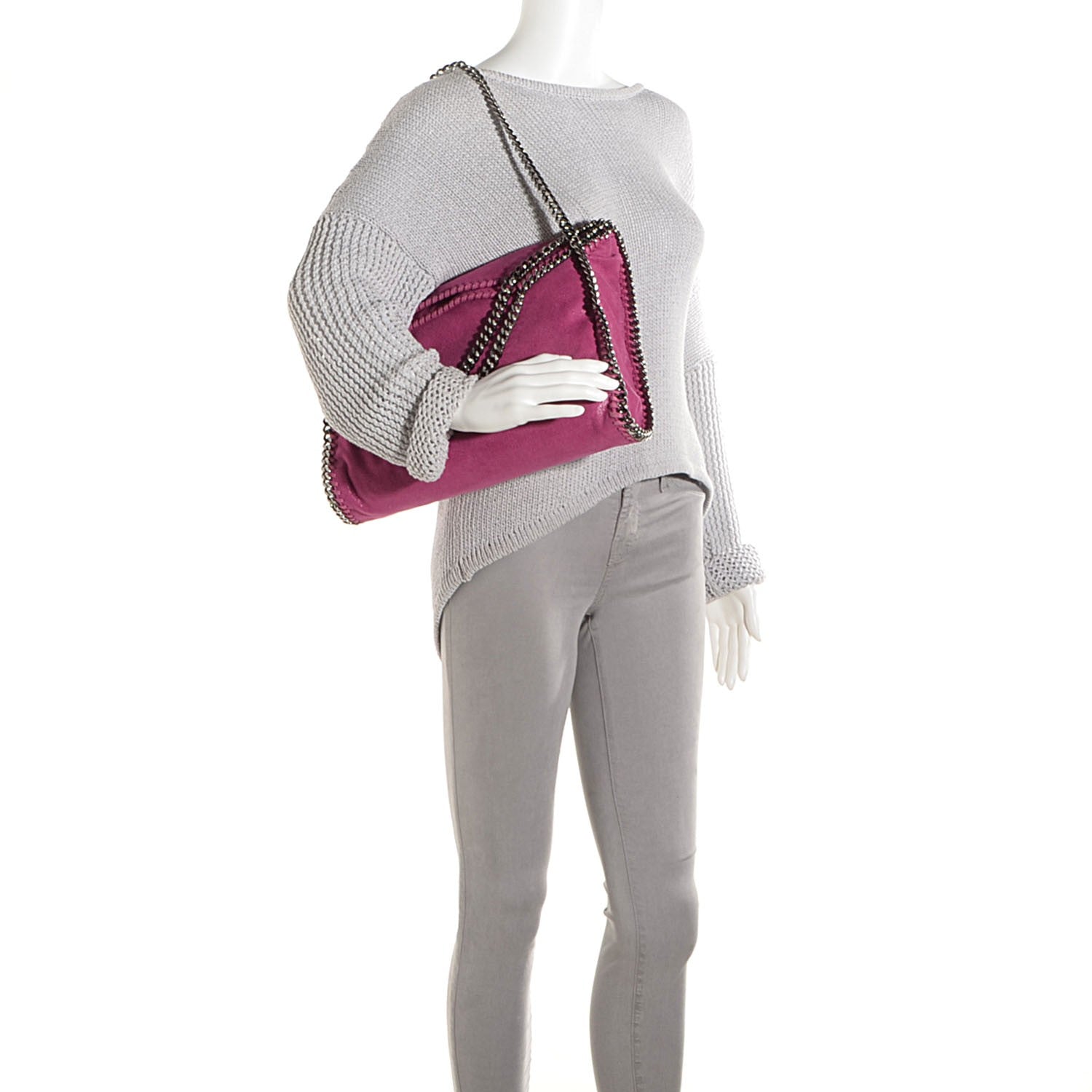 Stella McCartney Faux Leather Shaggy Deer Falabella Small Fold Over Tote Pink 2 of 7