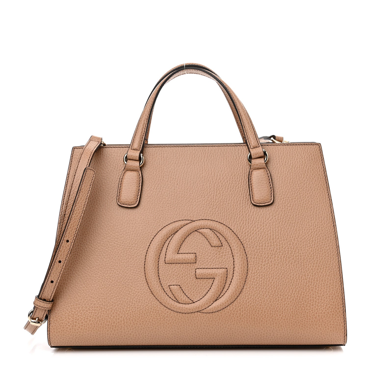 Gucci Dollar Calfskin Large Soho Top Handle Satchel Camelia 1 of 10