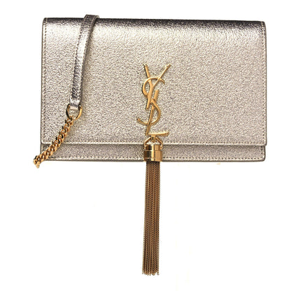 Saint Laurent Metallic Calfskin Small Classic Monogram Kate Satchel Gold 1 of 8