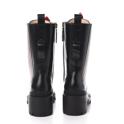 Gucci Magnum Calfskin Cirano Lux Web Lace Up Tall Combat Boots 35 Black Verde Hibiscus Red 4 of 10