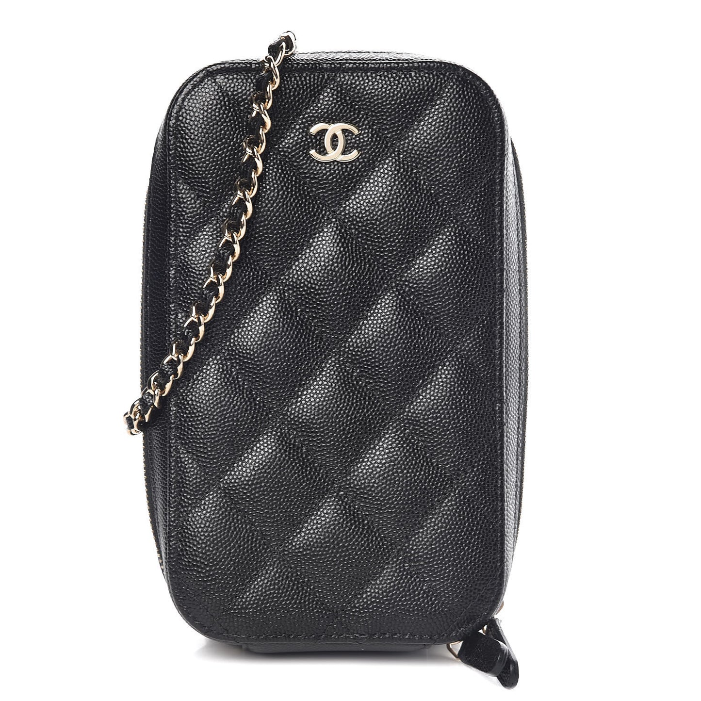 Caviar Quilted Classic Clutch With Chain Black