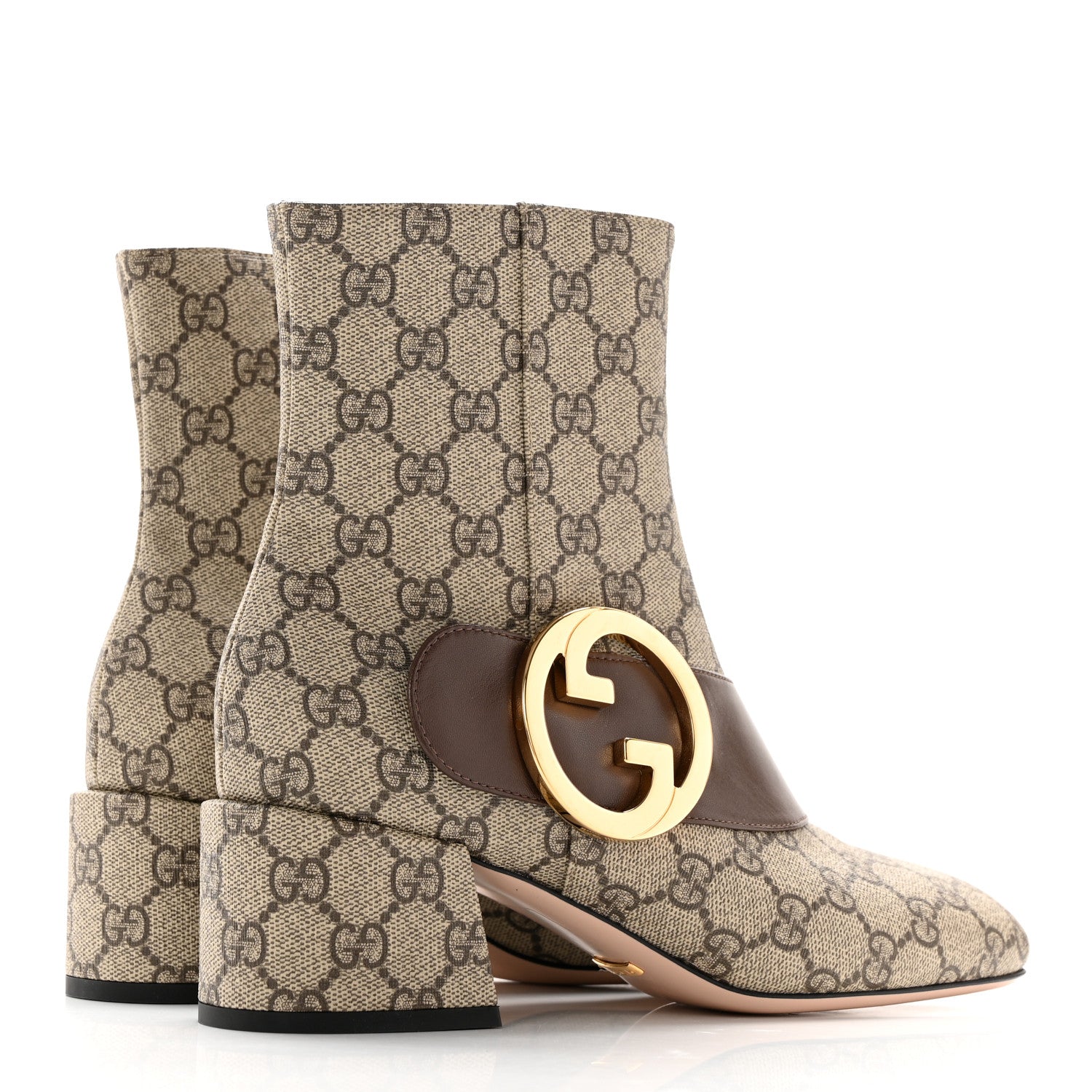 Gucci GG Supreme Monogram Malaga Kid Blondie 55mm Ankle Boots 38.5 Beige Ebony New Acero 4 of 16