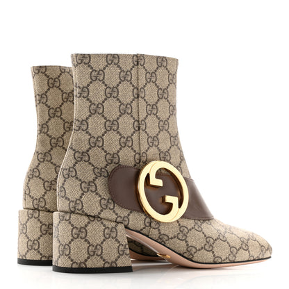 Gucci GG Supreme Monogram Malaga Kid Blondie 55mm Ankle Boots 38.5 Beige Ebony New Acero 4 of 16