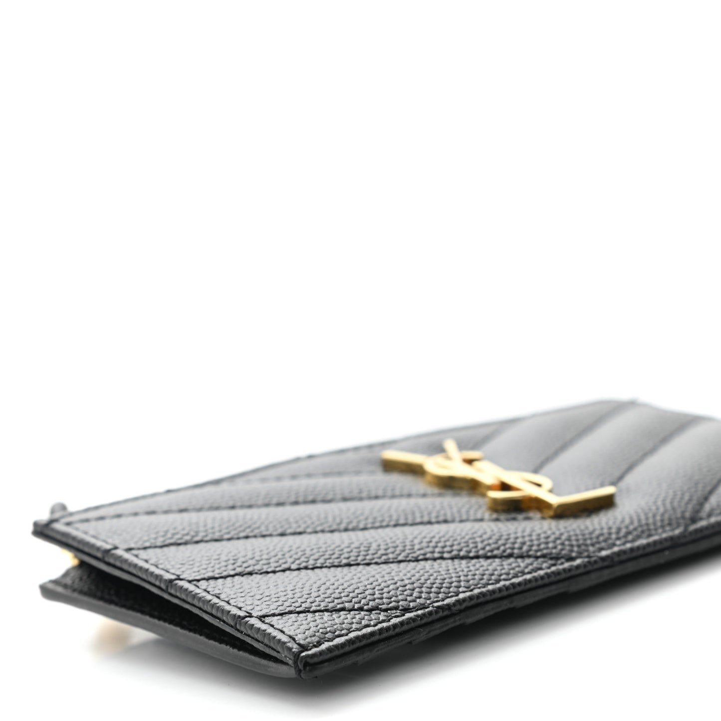 Grain De Poudre Matelasse Chevron Monogram Fragments Zippered Card Case Black