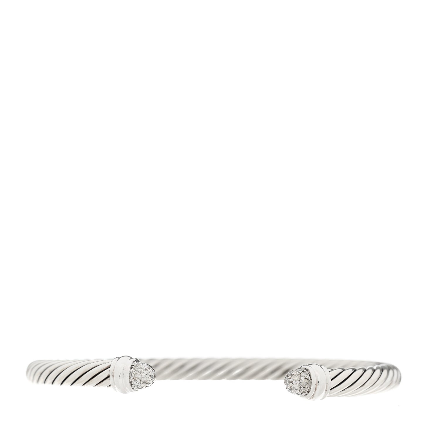 Sterling Silver Pave Diamond 5mm Cable Classics Bracelet