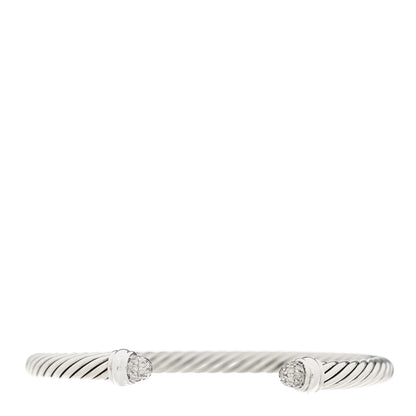 David Yurman Sterling Silver Pave Diamond 5mm Cable Classics Bracelet 1 of 4