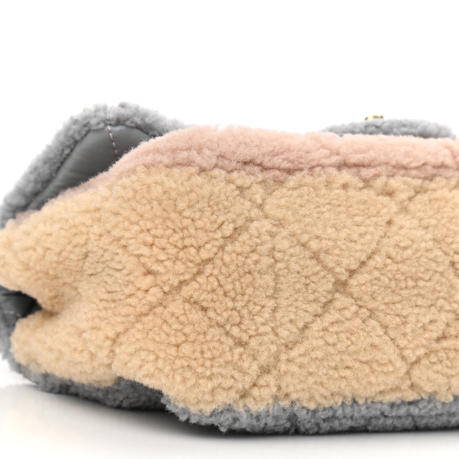 Chanel Shearling Sheepskin Single Flap Gray Pink Beige 9 of 11