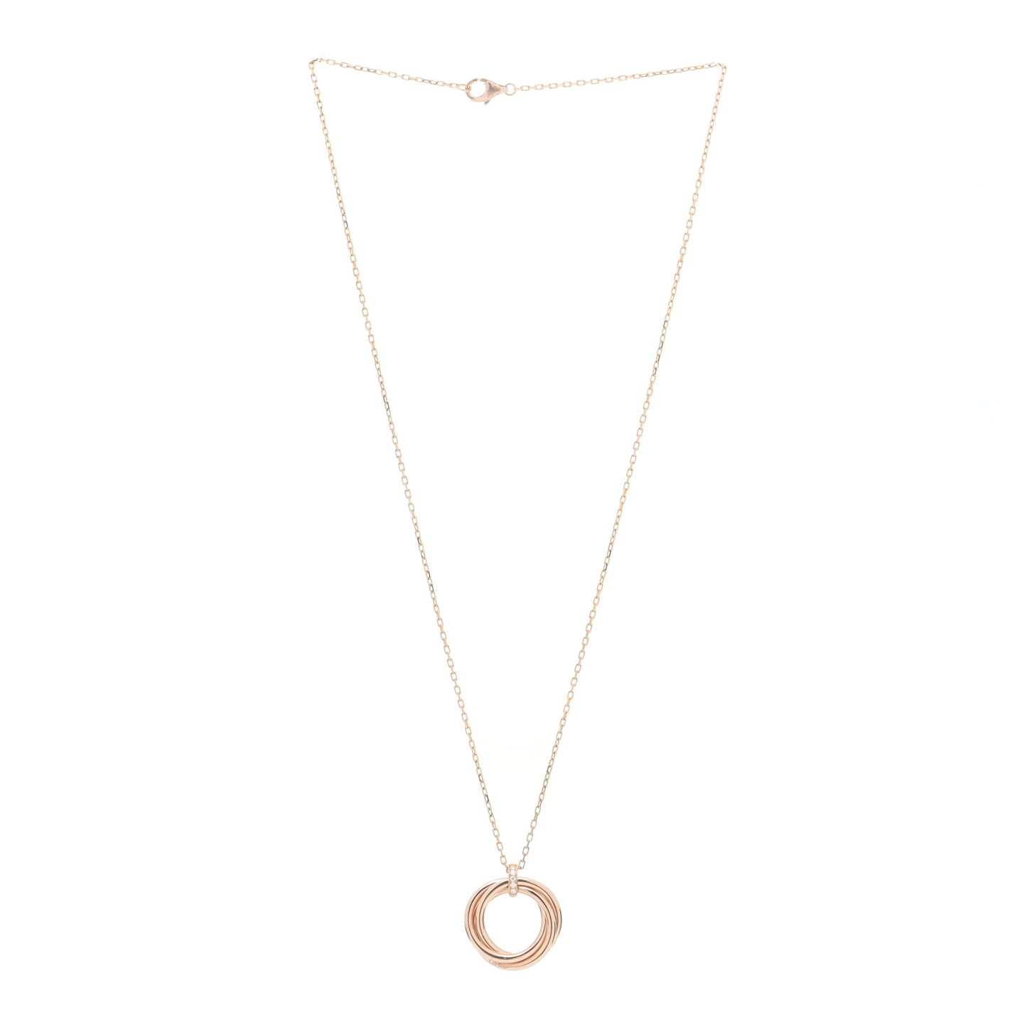 18K Pink Gold Diamond Trinity Pendant Necklace