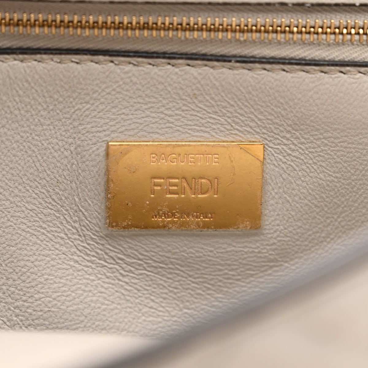 Nappa Small FF Embossed Midi Chain Baguette Ghiaia
