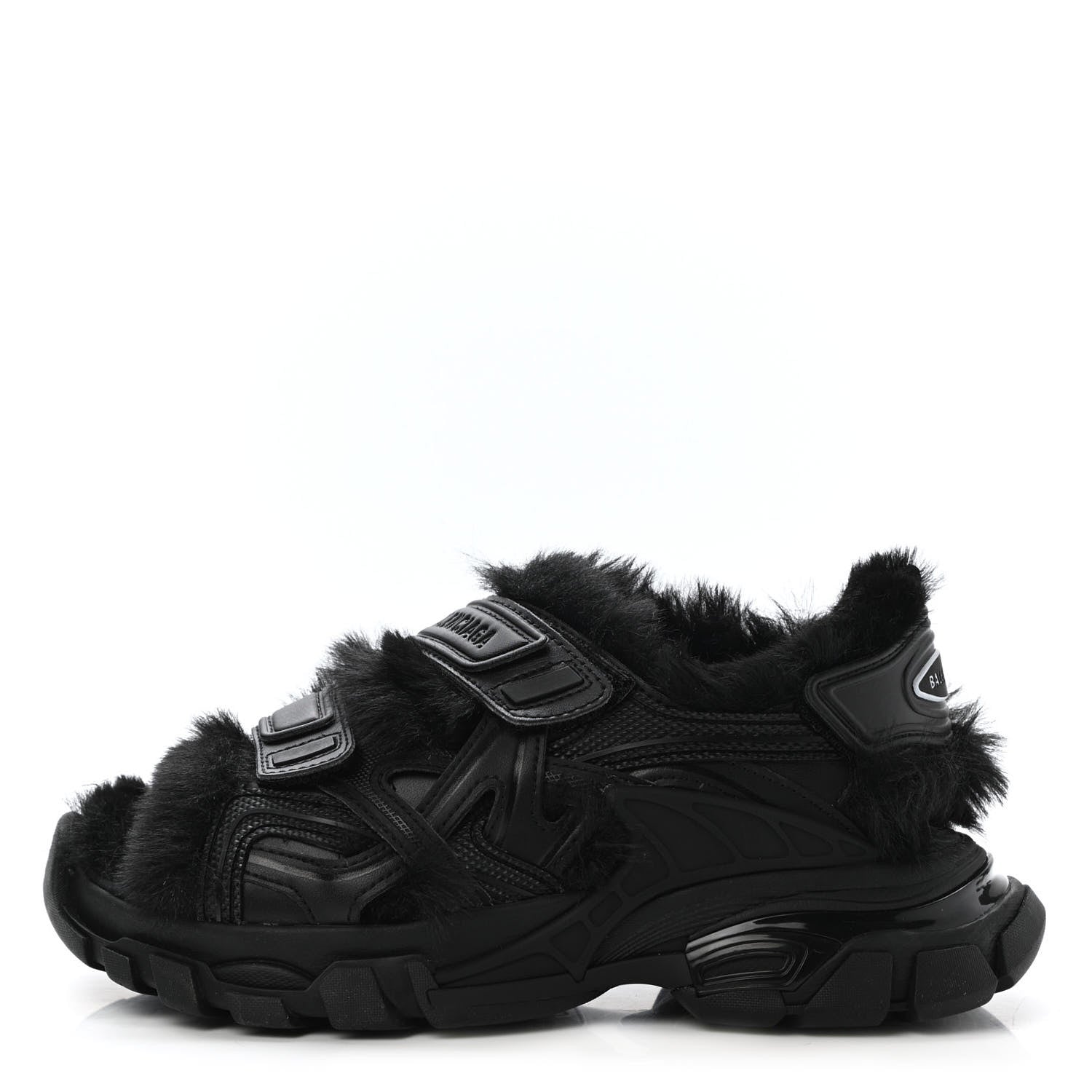 Balenciaga Faux Fur Rubber Mesh Womens Track Sandals 36 Black 1 of 5