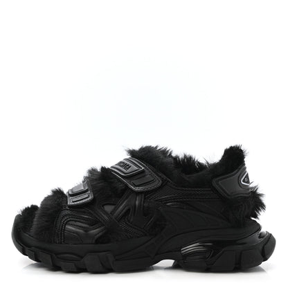 Balenciaga Faux Fur Rubber Mesh Womens Track Sandals 36 Black 1 of 5