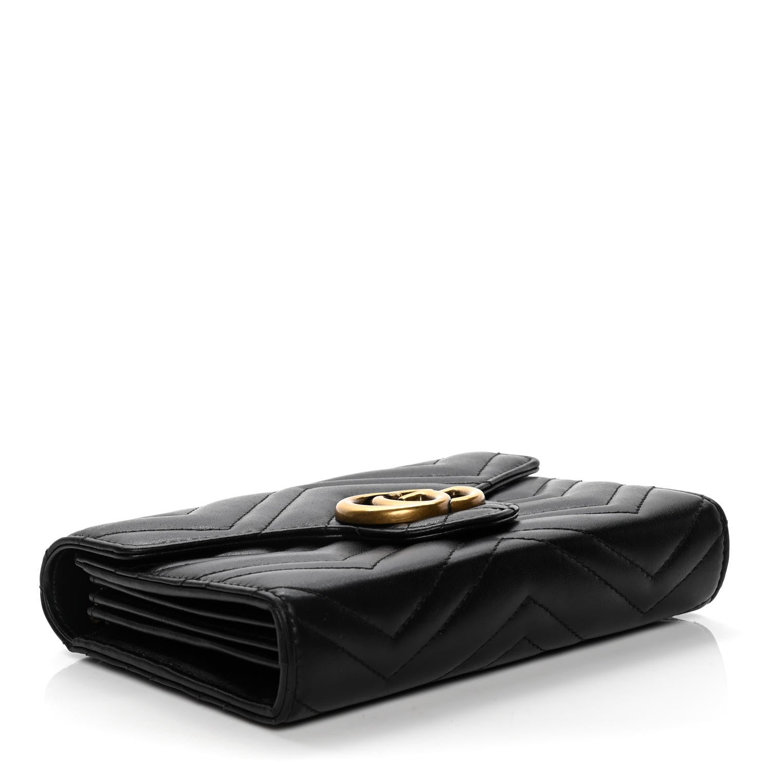 Gucci Calfskin Matelasse GG Marmont Chain Wallet Black 4 of 7