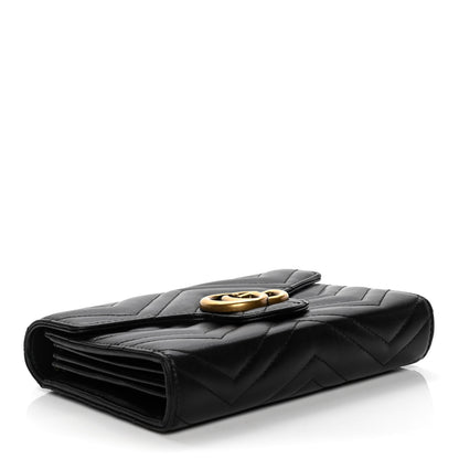 Gucci Calfskin Matelasse GG Marmont Chain Wallet Black 4 of 7