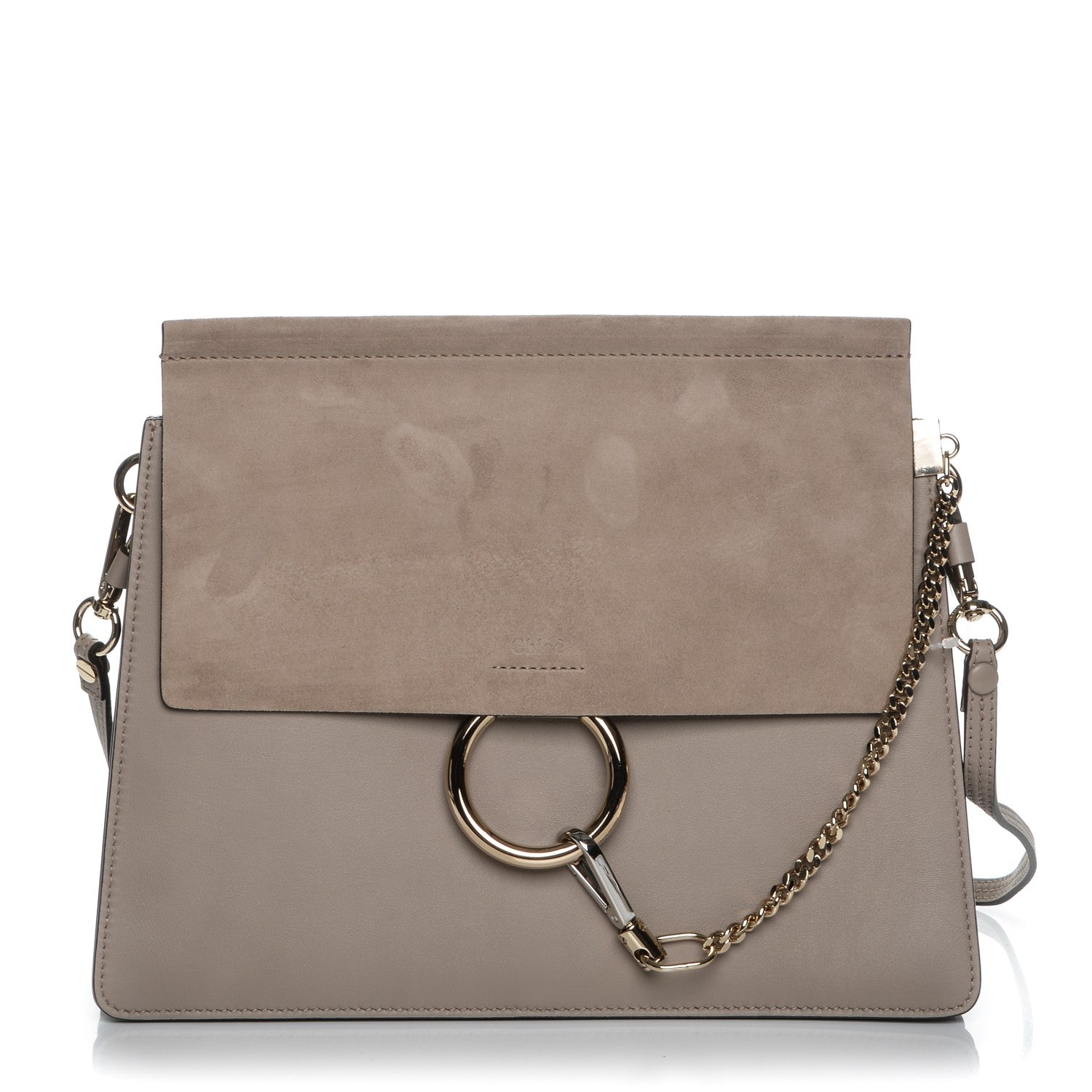 Chloe Calfskin Suede Medium Faye Shoulder Bag Motty Grey 1 of 6