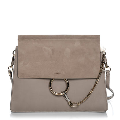 Chloe Calfskin Suede Medium Faye Shoulder Bag Motty Grey 1 of 6