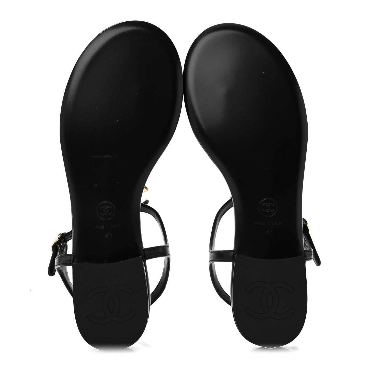 Lambskin Enamel CC Thong Sandals 41 Black
