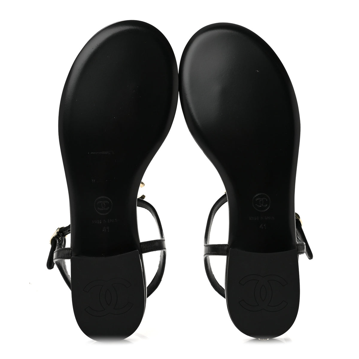 Chanel Lambskin Enamel CC Thong Sandals 41 Black 6 of 10