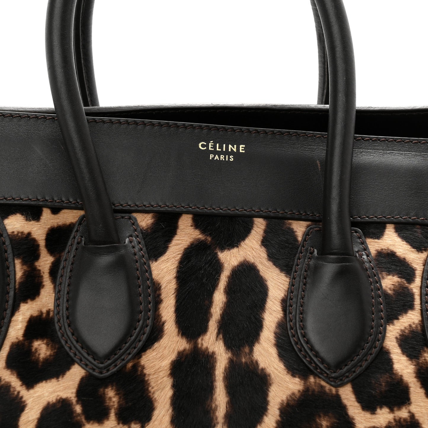Leopard Pony Hair Mini Luggage Black