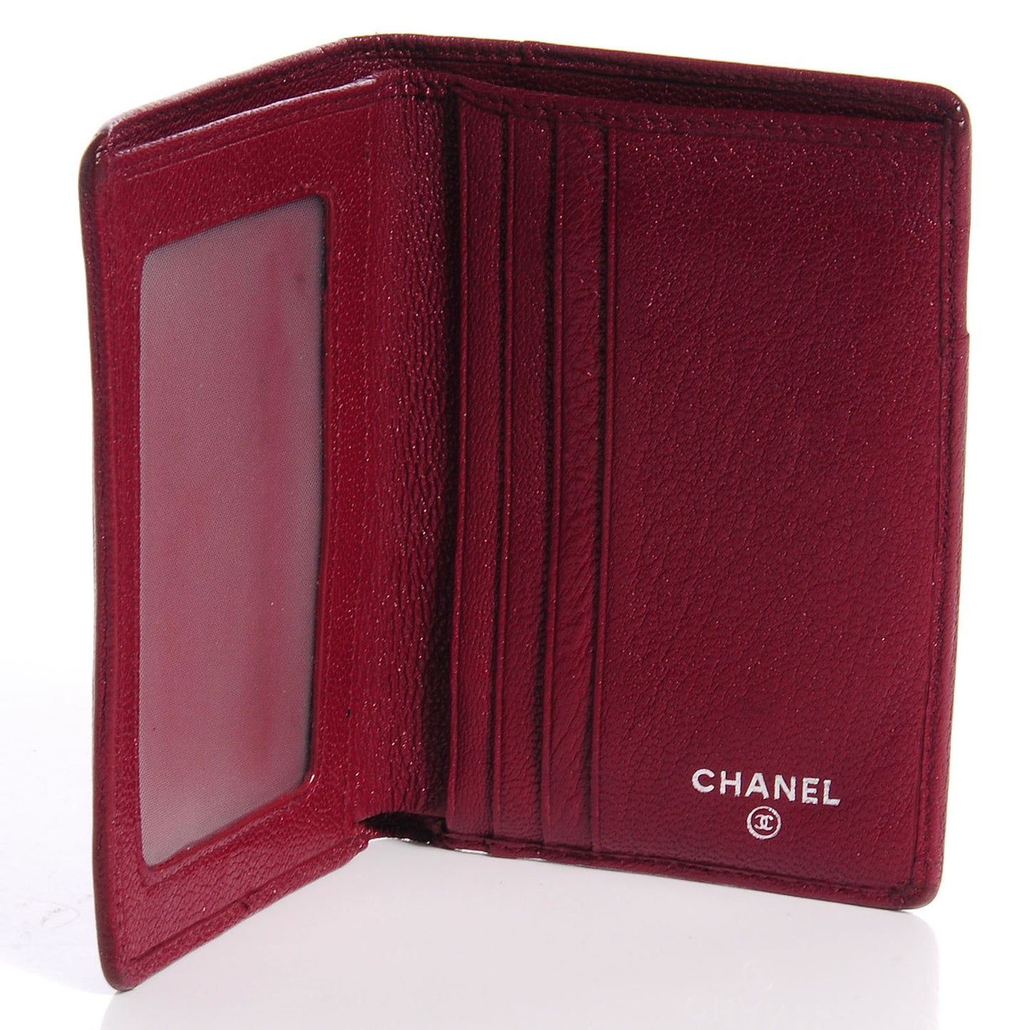 Goatskin CC ID Compact Wallet Red