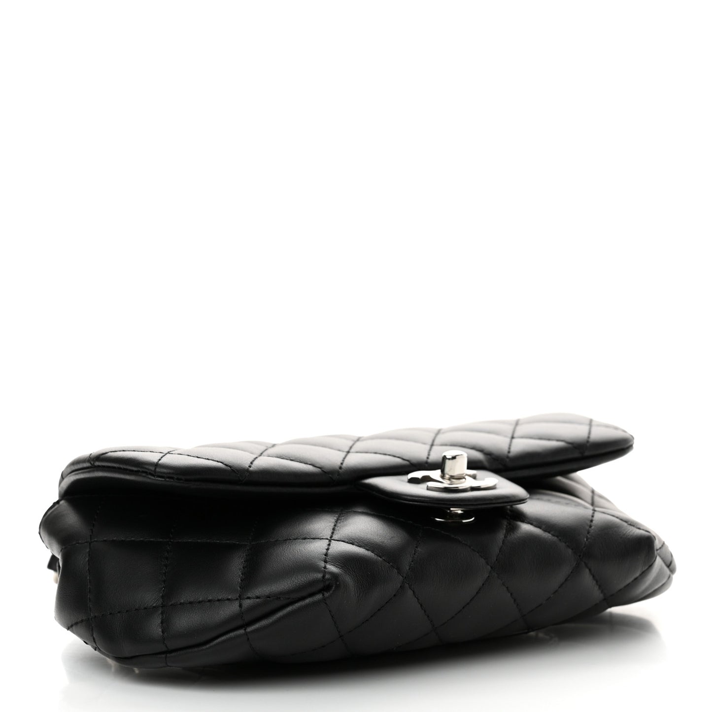Calfskin Quilted CC Uniform Flap Belt Bag Black