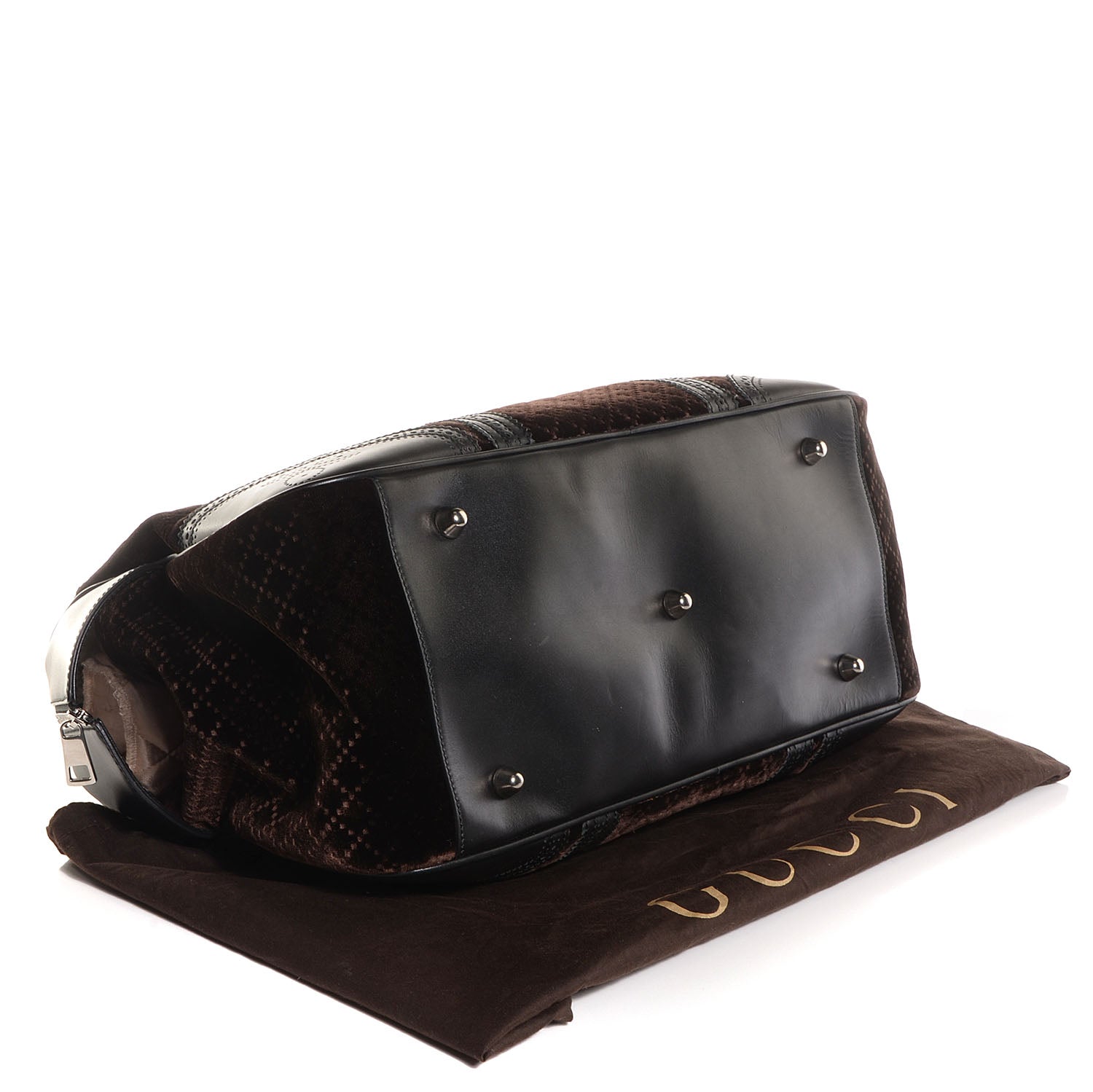 Gucci Velvet Diamante Goldmark Carry On Duffle Bag Brown 4 of 7