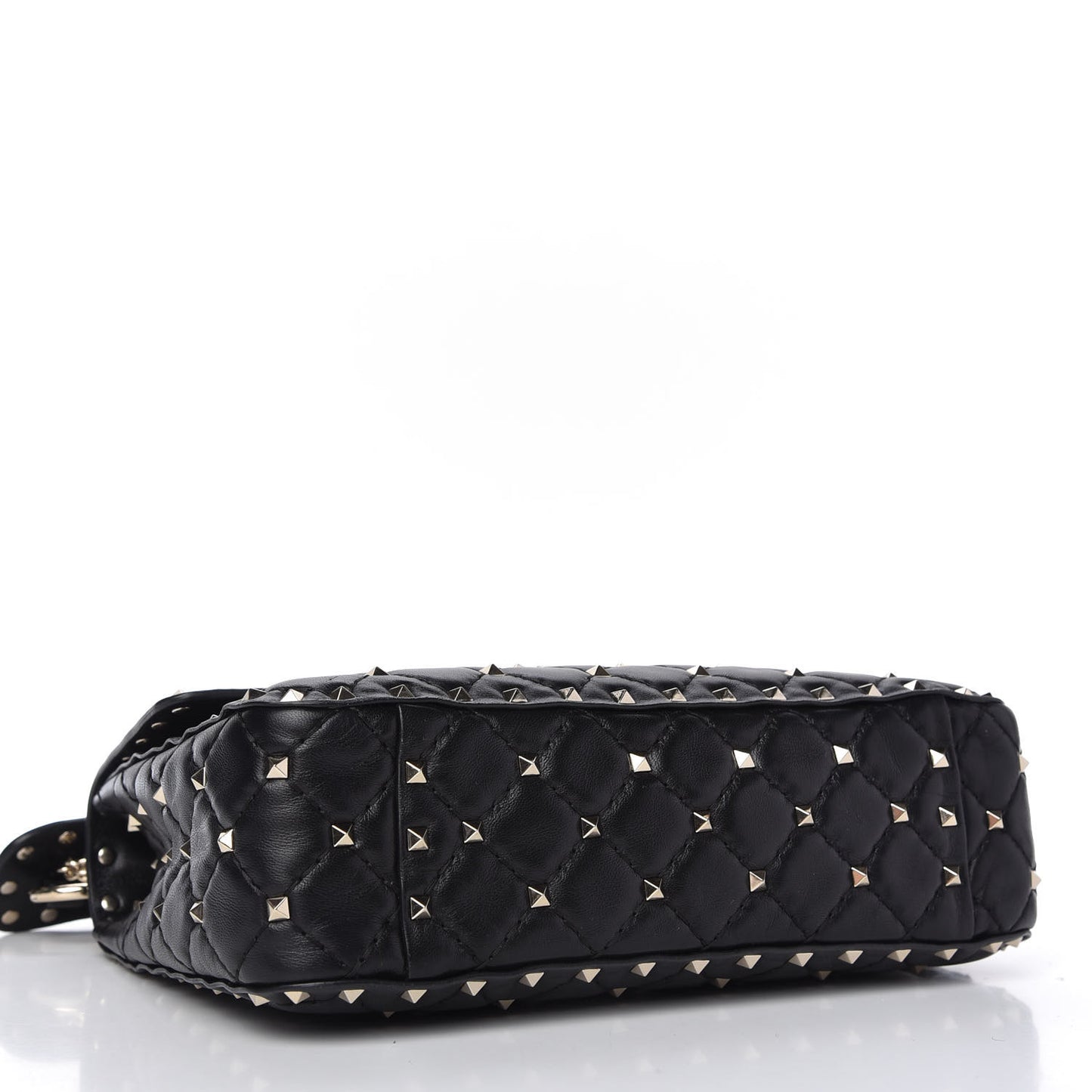 Lambskin Medium Rockstud Spike Shoulder Bag Black